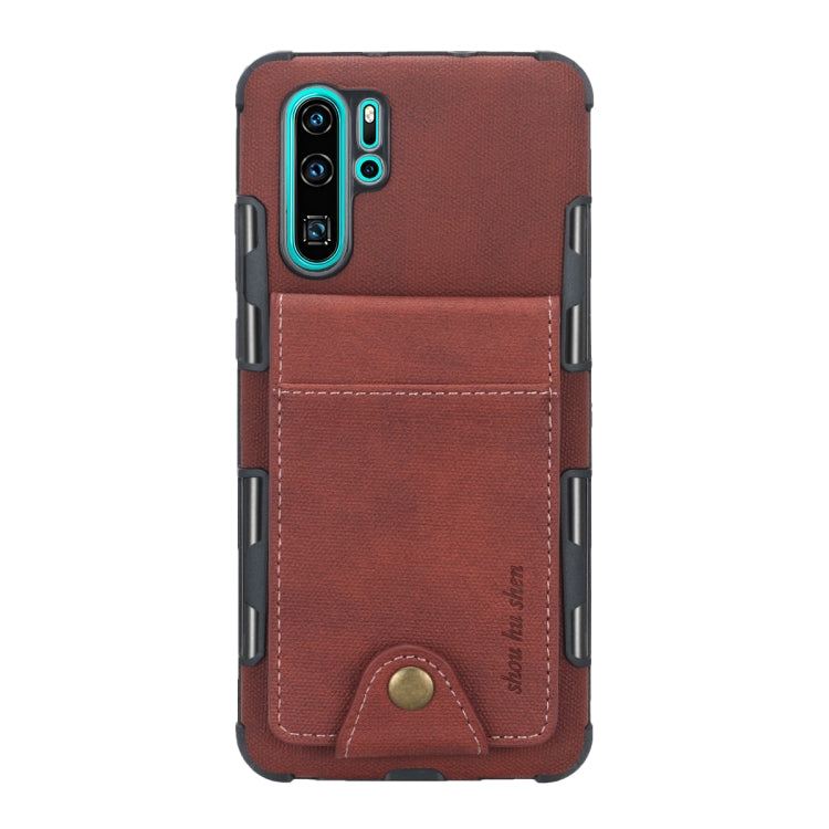 For Huawei P30 Pro Cloth Texture + TPU Shockproof Protective Case with Vertical Flip Card Slots