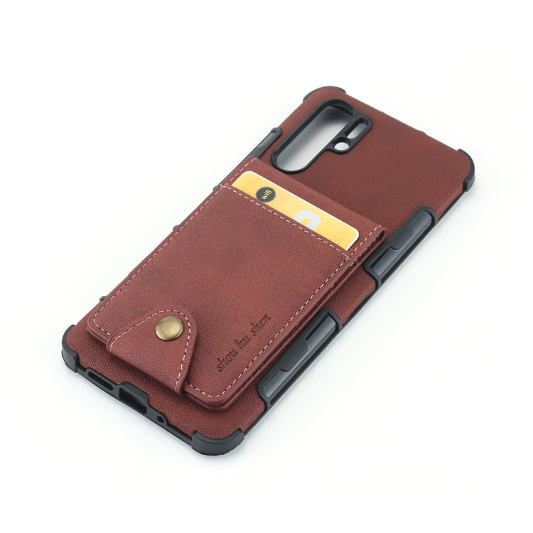 For Huawei P30 Pro Cloth Texture + TPU Shockproof Protective Case with Vertical Flip Card Slots