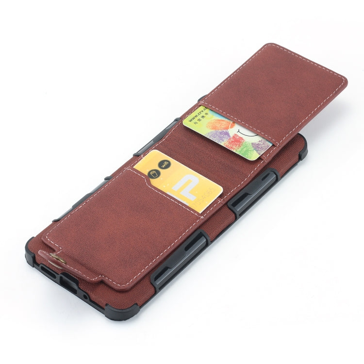 For Huawei P30 Pro Cloth Texture + TPU Shockproof Protective Case with Vertical Flip Card Slots