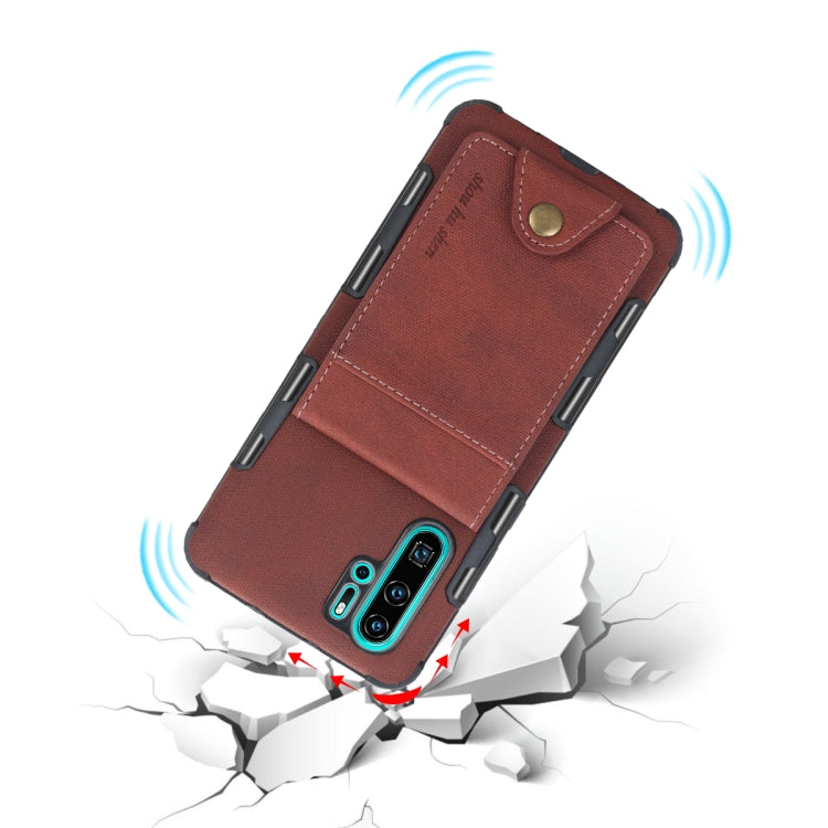 For Huawei P30 Pro Cloth Texture + TPU Shockproof Protective Case with Vertical Flip Card Slots