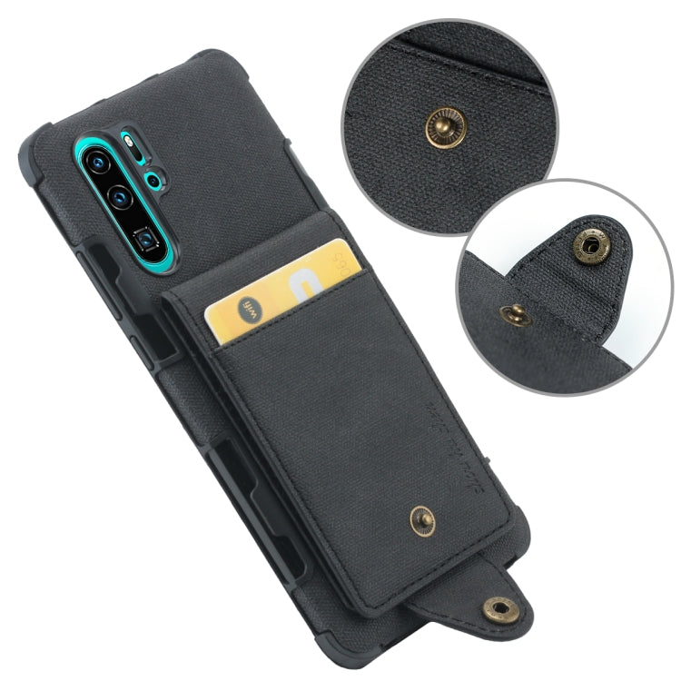 For Huawei P30 Pro Cloth Texture + TPU Shockproof Protective Case with Vertical Flip Card Slots