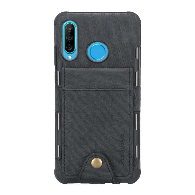 For Huawei P30 Lite Cloth Texture + TPU Shockproof Protective Case with Vertical Flip Card Slots