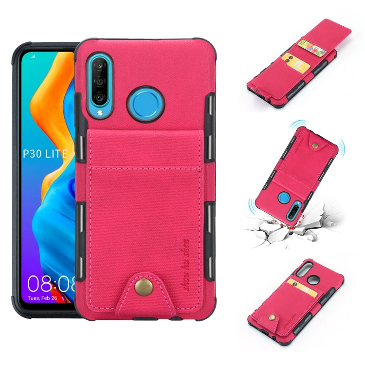 For Huawei P30 Lite Cloth Texture + TPU Shockproof Protective Case with Vertical Flip Card Slots