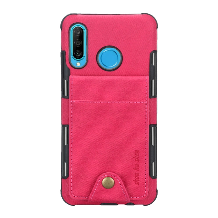 For Huawei P30 Lite Cloth Texture + TPU Shockproof Protective Case with Vertical Flip Card Slots