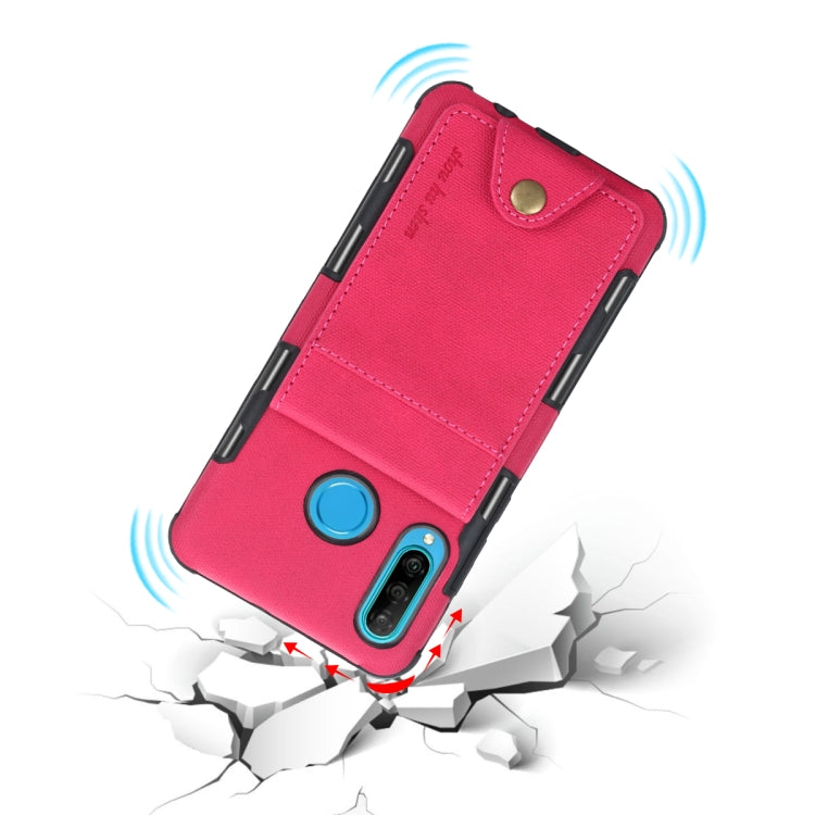 For Huawei P30 Lite Cloth Texture + TPU Shockproof Protective Case with Vertical Flip Card Slots