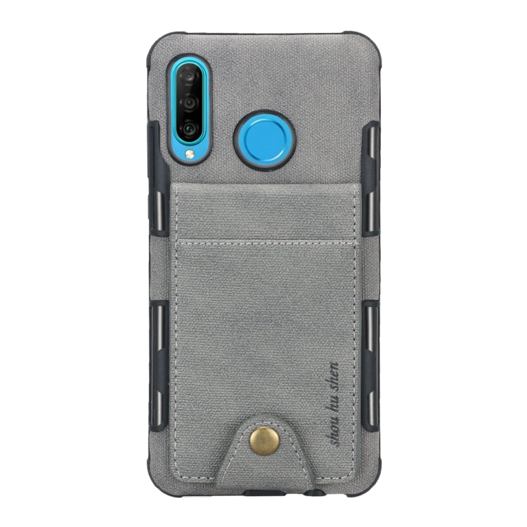 For Huawei P30 Lite Cloth Texture + TPU Shockproof Protective Case with Vertical Flip Card Slots
