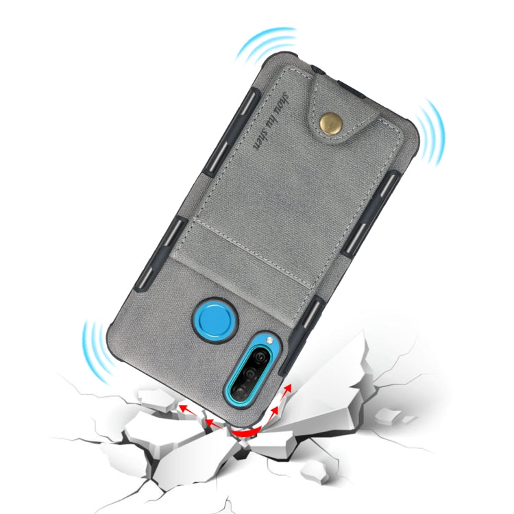 For Huawei P30 Lite Cloth Texture + TPU Shockproof Protective Case with Vertical Flip Card Slots