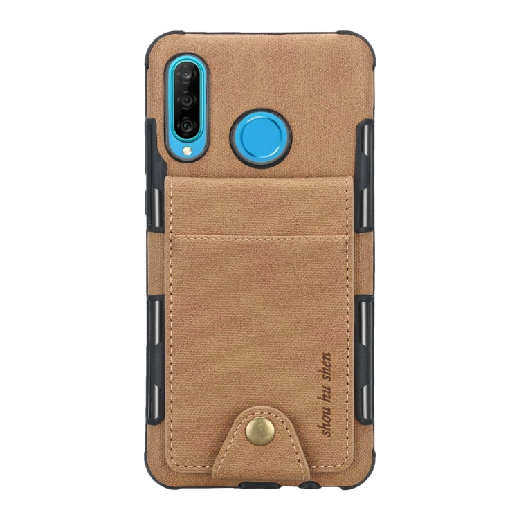 For Huawei P30 Lite Cloth Texture + TPU Shockproof Protective Case with Vertical Flip Card Slots