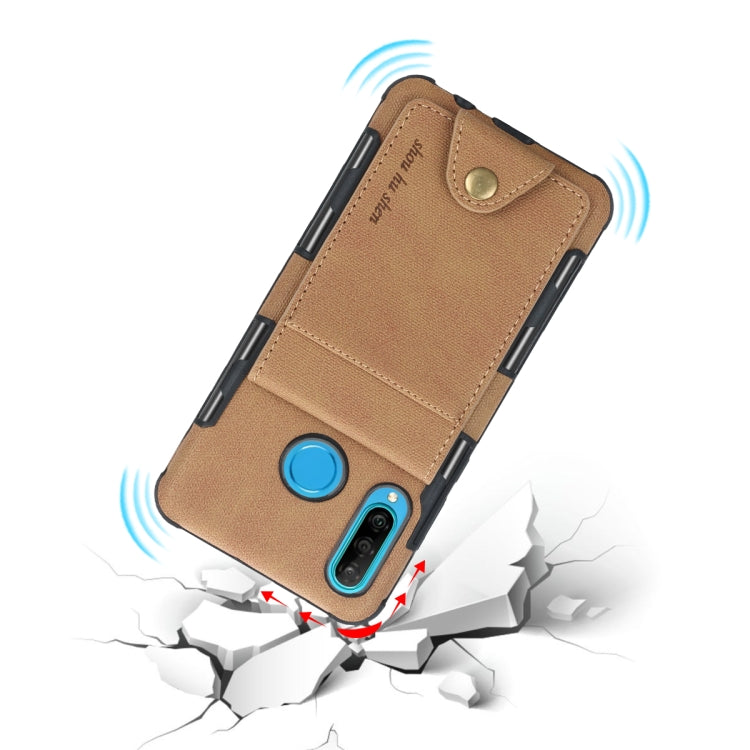 For Huawei P30 Lite Cloth Texture + TPU Shockproof Protective Case with Vertical Flip Card Slots