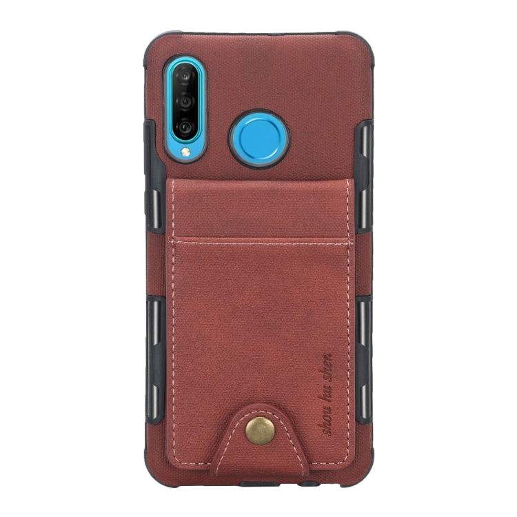For Huawei P30 Lite Cloth Texture + TPU Shockproof Protective Case with Vertical Flip Card Slots