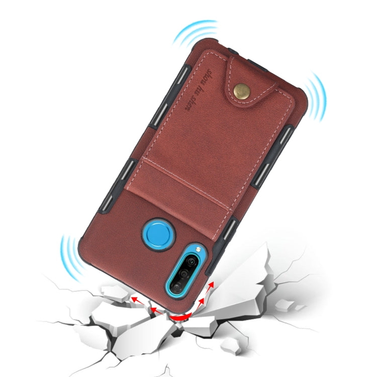 For Huawei P30 Lite Cloth Texture + TPU Shockproof Protective Case with Vertical Flip Card Slots