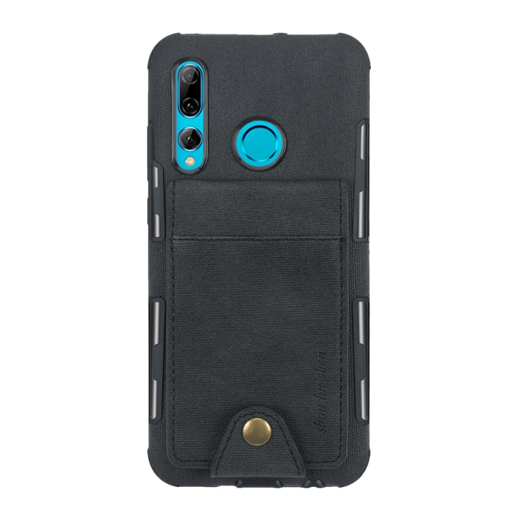 For Huawei P Smart+ 2019 Cloth Texture + TPU Shockproof Protective Case with Vertical Flip Card Slots