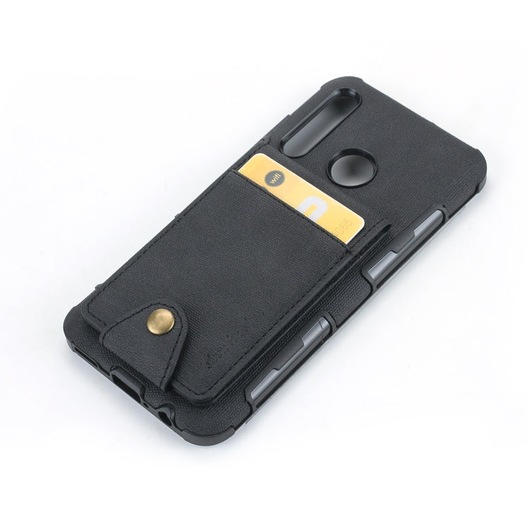 For Huawei P Smart+ 2019 Cloth Texture + TPU Shockproof Protective Case with Vertical Flip Card Slots