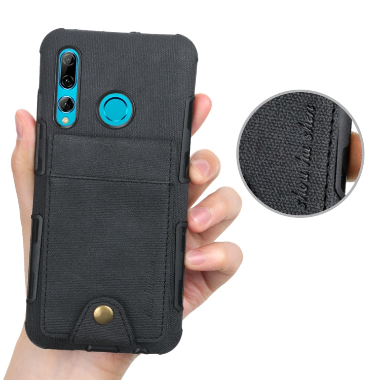 For Huawei P Smart+ 2019 Cloth Texture + TPU Shockproof Protective Case with Vertical Flip Card Slots
