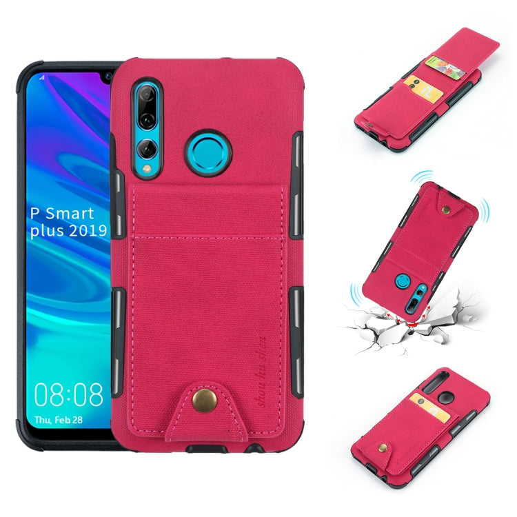 For Huawei P Smart+ 2019 Cloth Texture + TPU Shockproof Protective Case with Vertical Flip Card Slots
