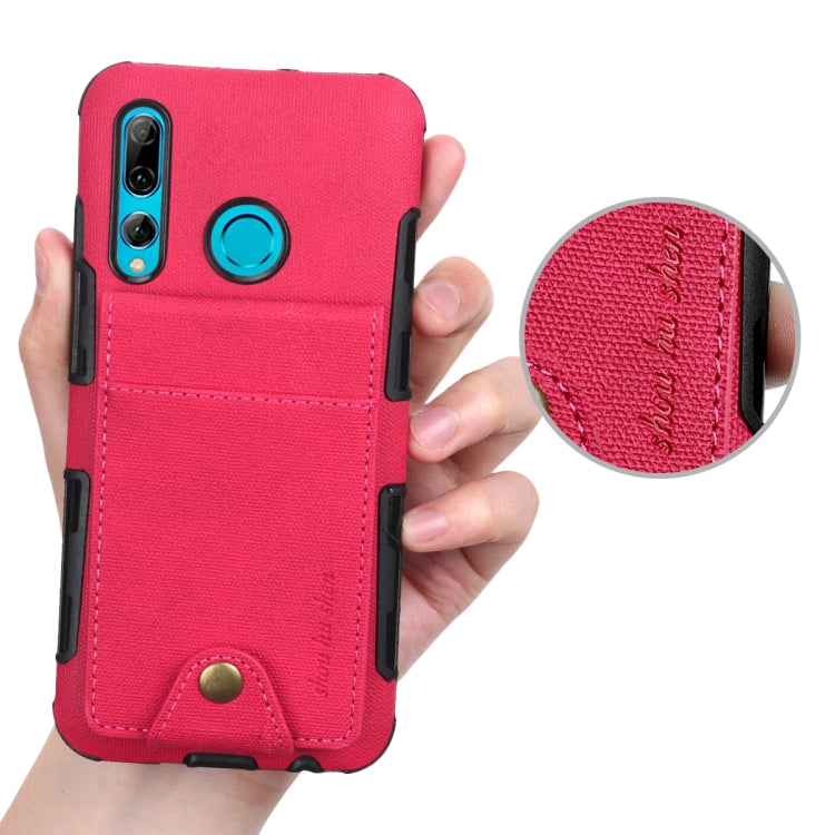 For Huawei P Smart+ 2019 Cloth Texture + TPU Shockproof Protective Case with Vertical Flip Card Slots