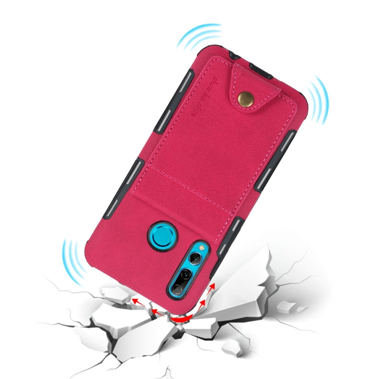 For Huawei P Smart+ 2019 Cloth Texture + TPU Shockproof Protective Case with Vertical Flip Card Slots