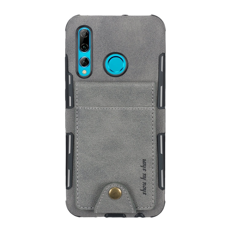 For Huawei P Smart+ 2019 Cloth Texture + TPU Shockproof Protective Case with Vertical Flip Card Slots
