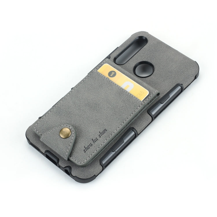 For Huawei P Smart+ 2019 Cloth Texture + TPU Shockproof Protective Case with Vertical Flip Card Slots