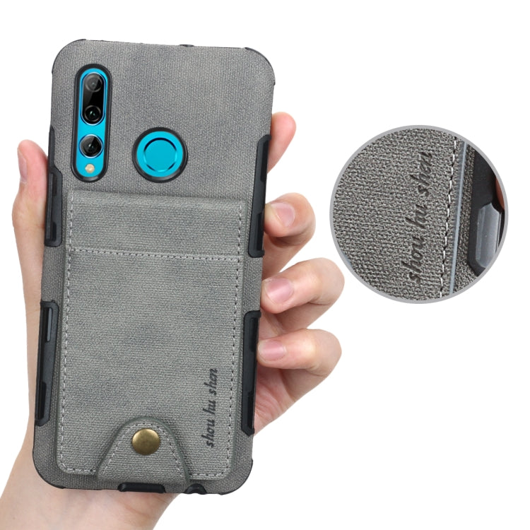 For Huawei P Smart+ 2019 Cloth Texture + TPU Shockproof Protective Case with Vertical Flip Card Slots