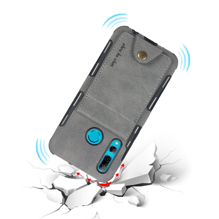 For Huawei P Smart+ 2019 Cloth Texture + TPU Shockproof Protective Case with Vertical Flip Card Slots