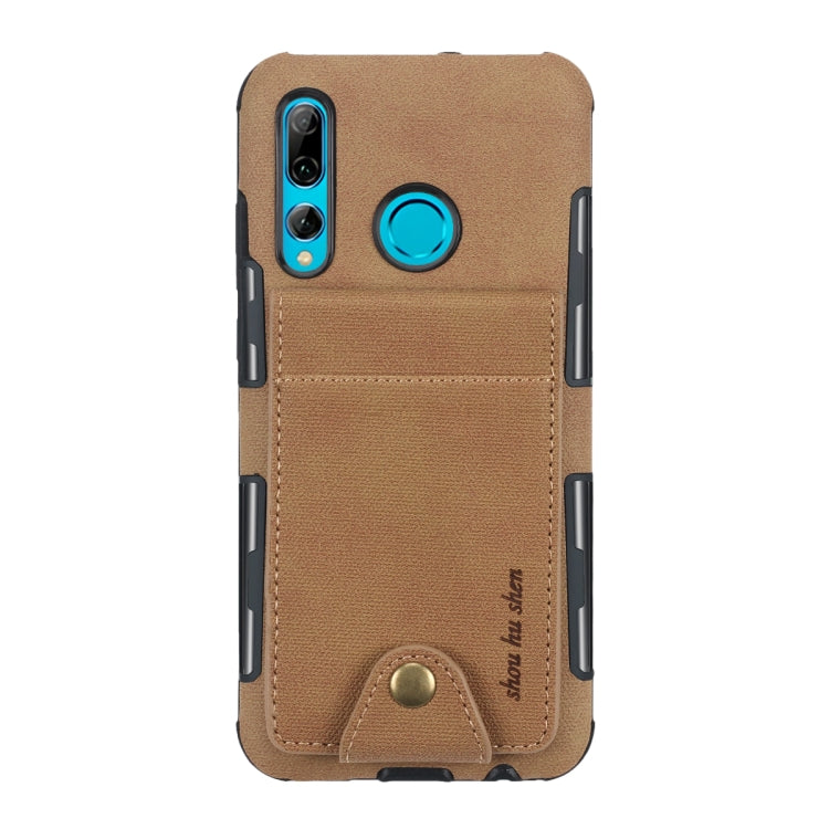 For Huawei P Smart+ 2019 Cloth Texture + TPU Shockproof Protective Case with Vertical Flip Card Slots