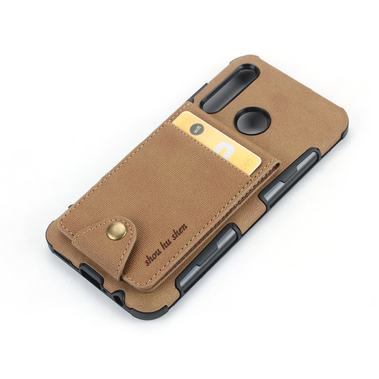 For Huawei P Smart+ 2019 Cloth Texture + TPU Shockproof Protective Case with Vertical Flip Card Slots