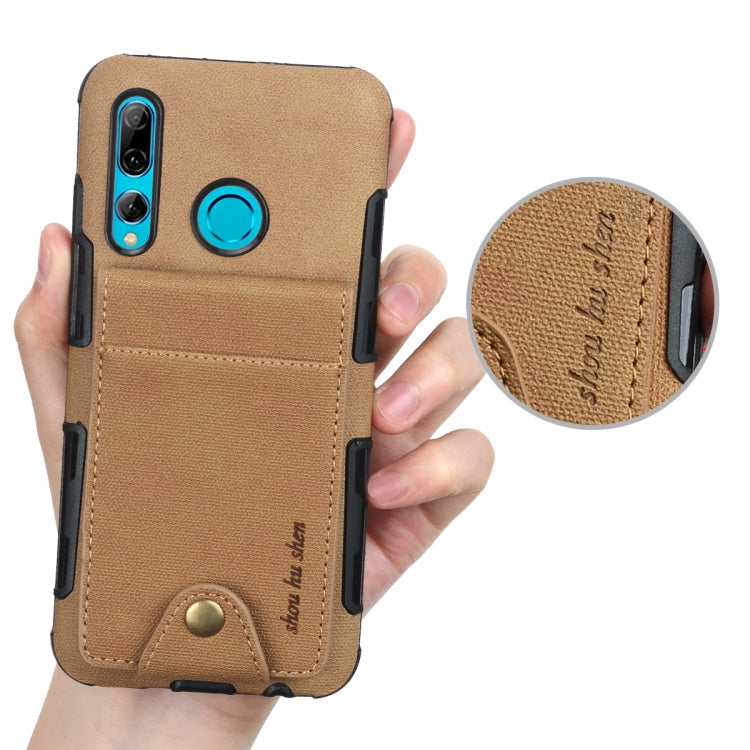 For Huawei P Smart+ 2019 Cloth Texture + TPU Shockproof Protective Case with Vertical Flip Card Slots