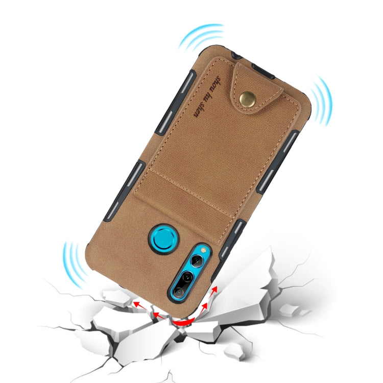 For Huawei P Smart+ 2019 Cloth Texture + TPU Shockproof Protective Case with Vertical Flip Card Slots