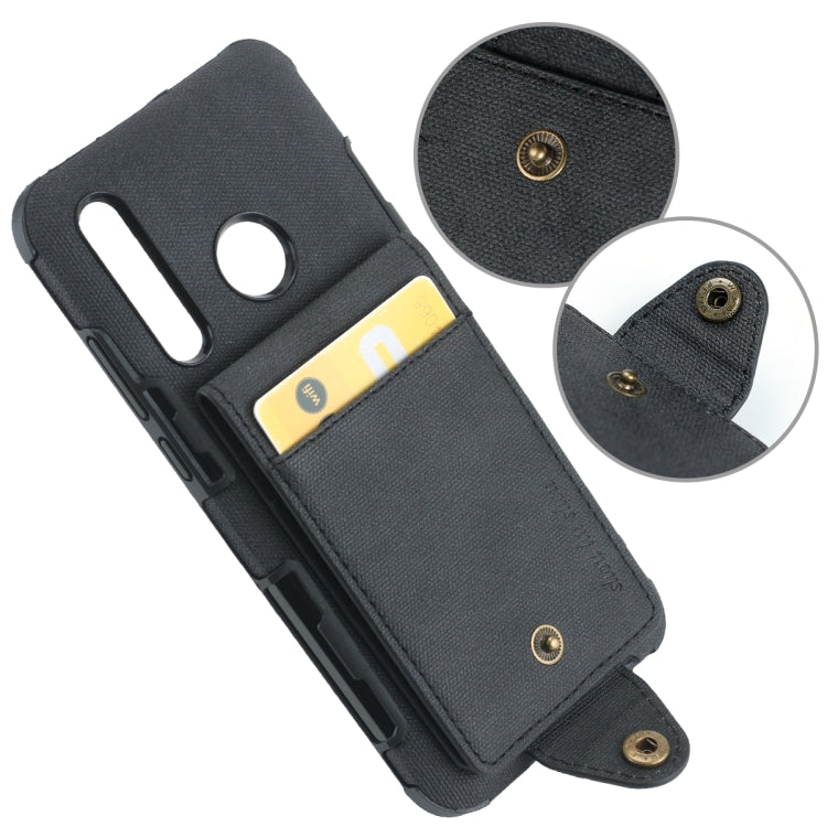 For Huawei P Smart+ 2019 Cloth Texture + TPU Shockproof Protective Case with Vertical Flip Card Slots