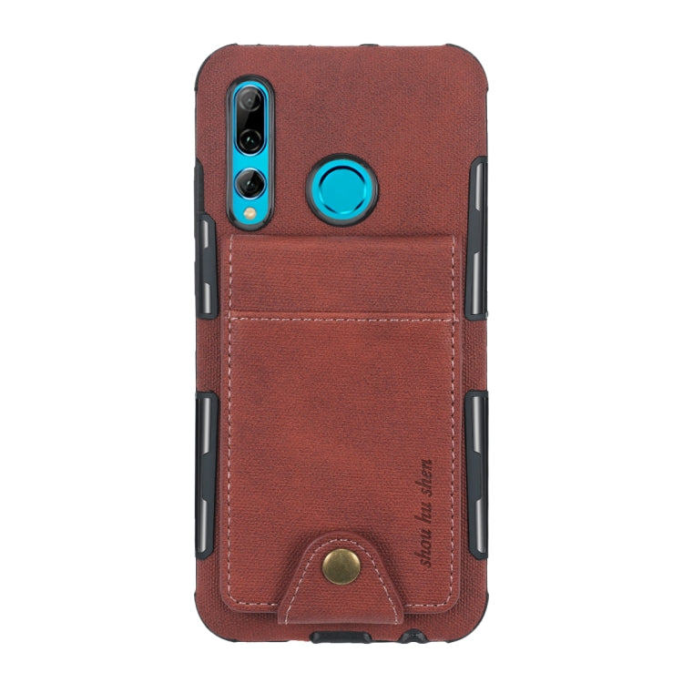 For Huawei P Smart+ 2019 Cloth Texture + TPU Shockproof Protective Case with Vertical Flip Card Slots
