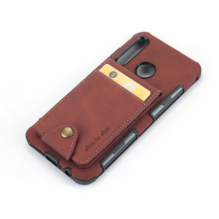 For Huawei P Smart+ 2019 Cloth Texture + TPU Shockproof Protective Case with Vertical Flip Card Slots
