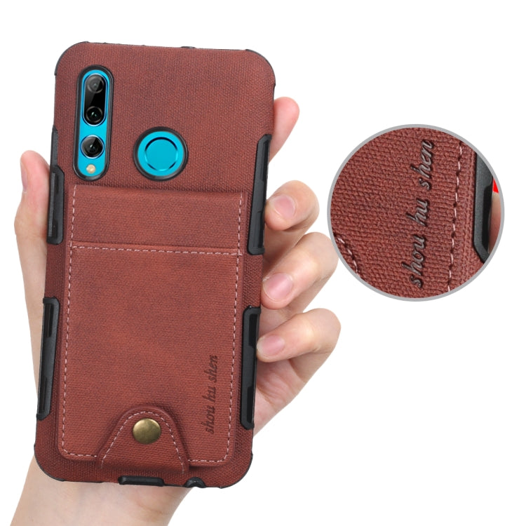 For Huawei P Smart+ 2019 Cloth Texture + TPU Shockproof Protective Case with Vertical Flip Card Slots