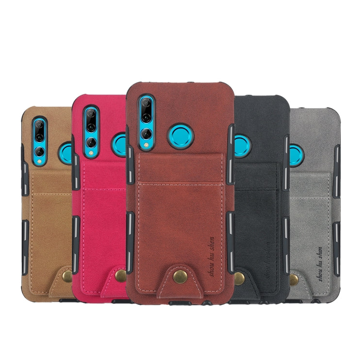 For Huawei P Smart+ 2019 Cloth Texture + TPU Shockproof Protective Case with Vertical Flip Card Slots