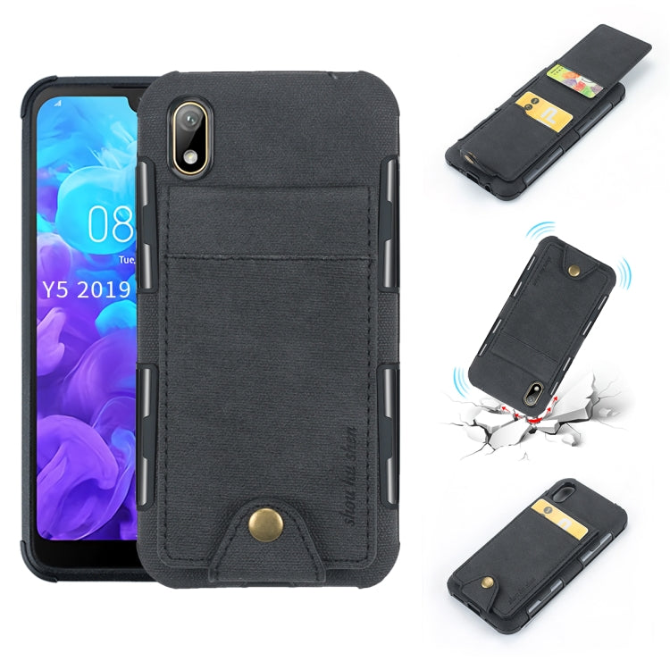 For Huawei Y5 (2019) Cloth Texture + TPU Shockproof Protective Case with Vertical Flip Card Slots