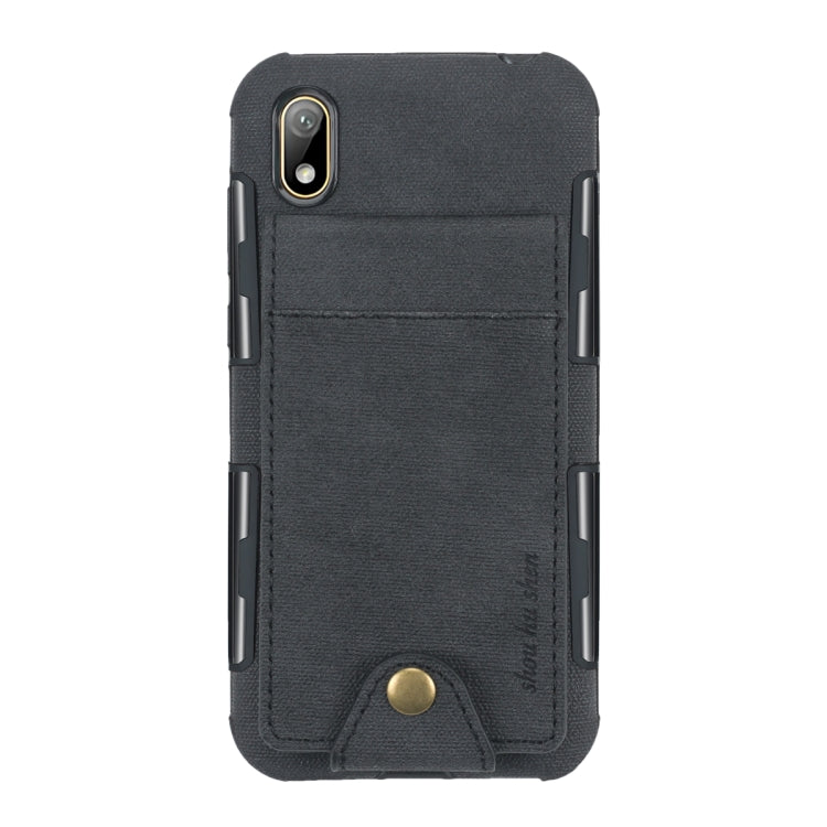 For Huawei Y5 (2019) Cloth Texture + TPU Shockproof Protective Case with Vertical Flip Card Slots