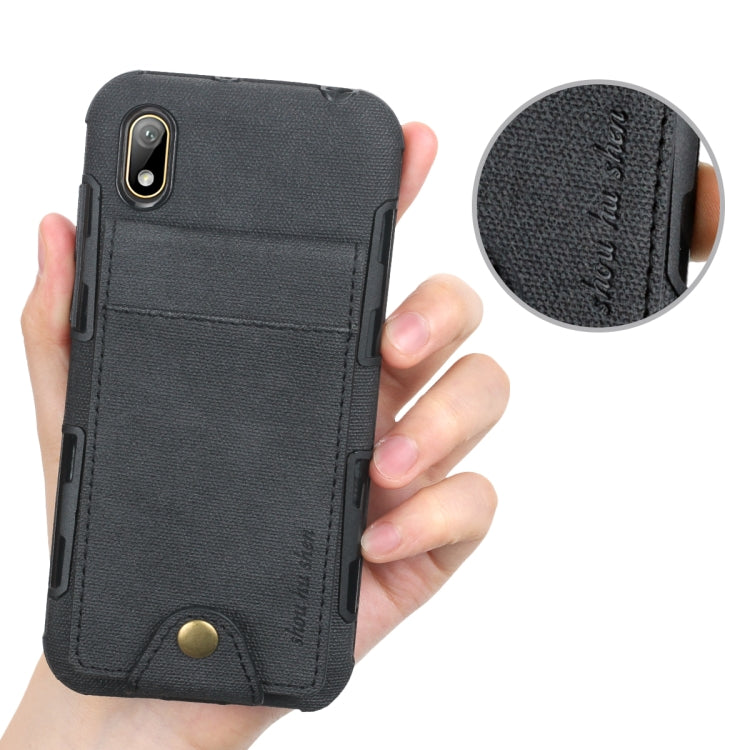 For Huawei Y5 (2019) Cloth Texture + TPU Shockproof Protective Case with Vertical Flip Card Slots