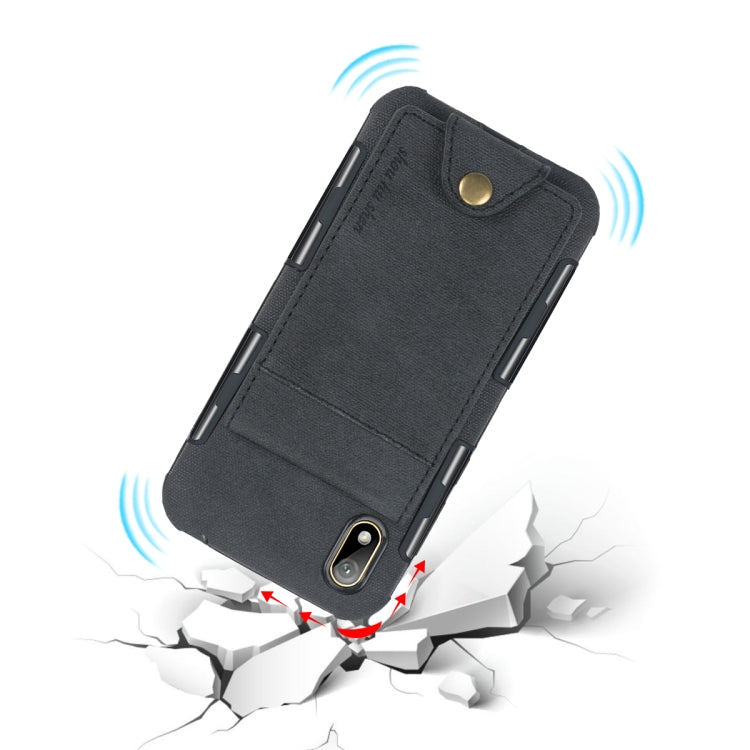 For Huawei Y5 (2019) Cloth Texture + TPU Shockproof Protective Case with Vertical Flip Card Slots