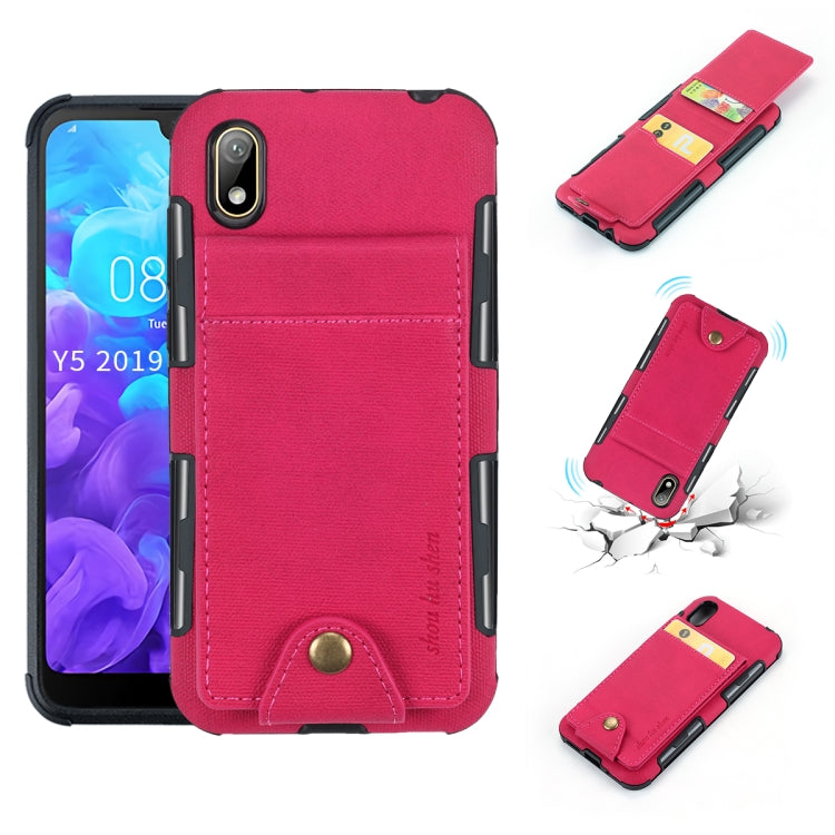 For Huawei Y5 (2019) Cloth Texture + TPU Shockproof Protective Case with Vertical Flip Card Slots