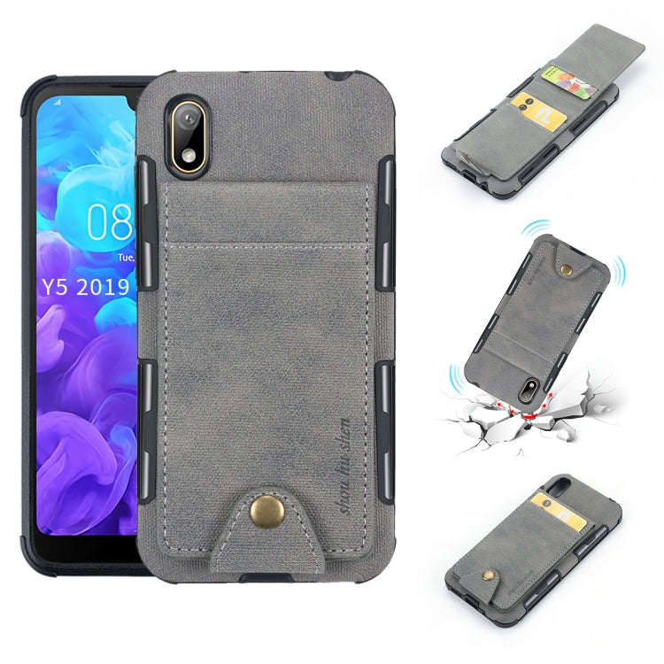 For Huawei Y5 (2019) Cloth Texture + TPU Shockproof Protective Case with Vertical Flip Card Slots