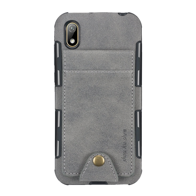 For Huawei Y5 (2019) Cloth Texture + TPU Shockproof Protective Case with Vertical Flip Card Slots
