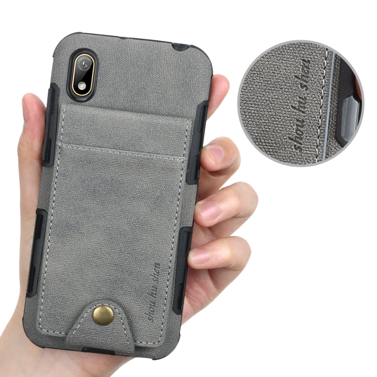 For Huawei Y5 (2019) Cloth Texture + TPU Shockproof Protective Case with Vertical Flip Card Slots