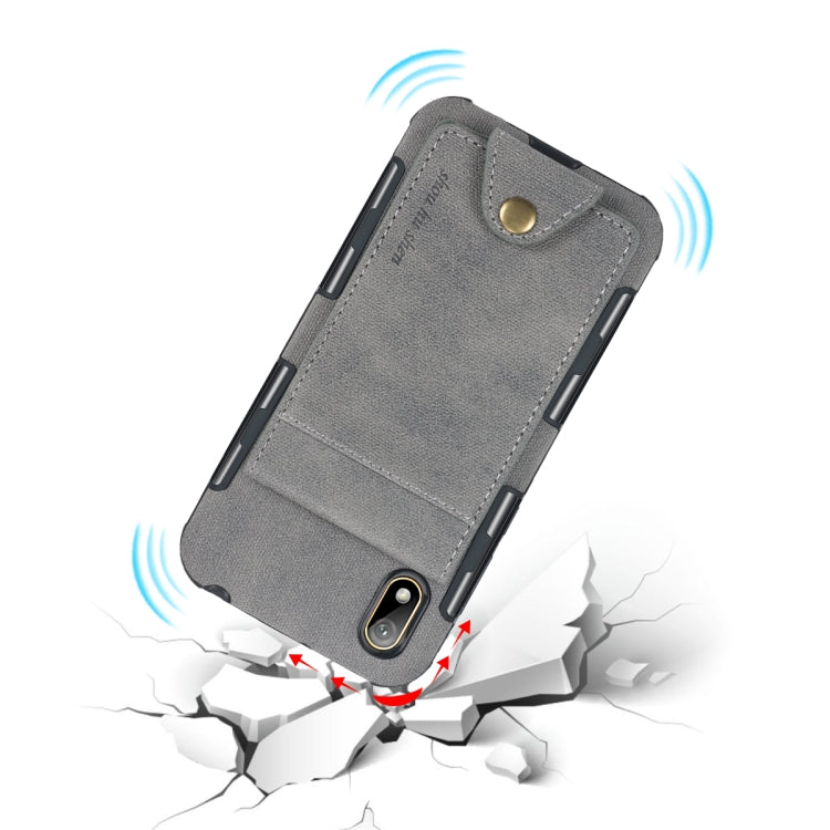 For Huawei Y5 (2019) Cloth Texture + TPU Shockproof Protective Case with Vertical Flip Card Slots
