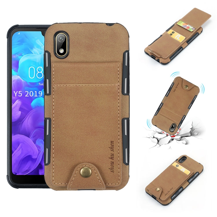 For Huawei Y5 (2019) Cloth Texture + TPU Shockproof Protective Case with Vertical Flip Card Slots
