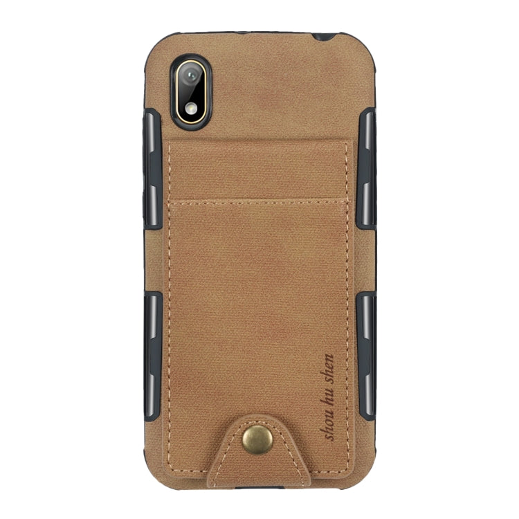 For Huawei Y5 (2019) Cloth Texture + TPU Shockproof Protective Case with Vertical Flip Card Slots