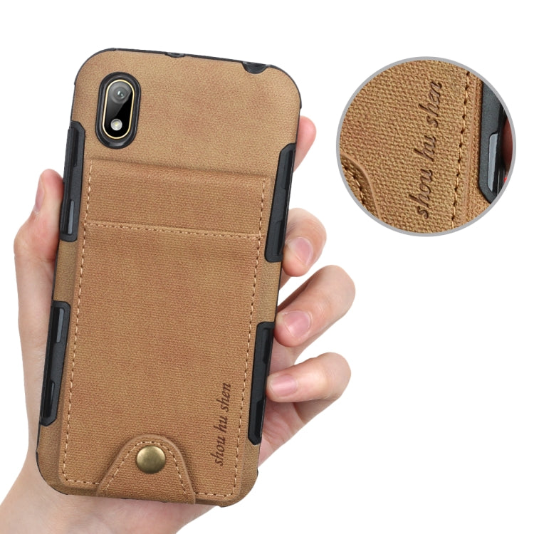 For Huawei Y5 (2019) Cloth Texture + TPU Shockproof Protective Case with Vertical Flip Card Slots