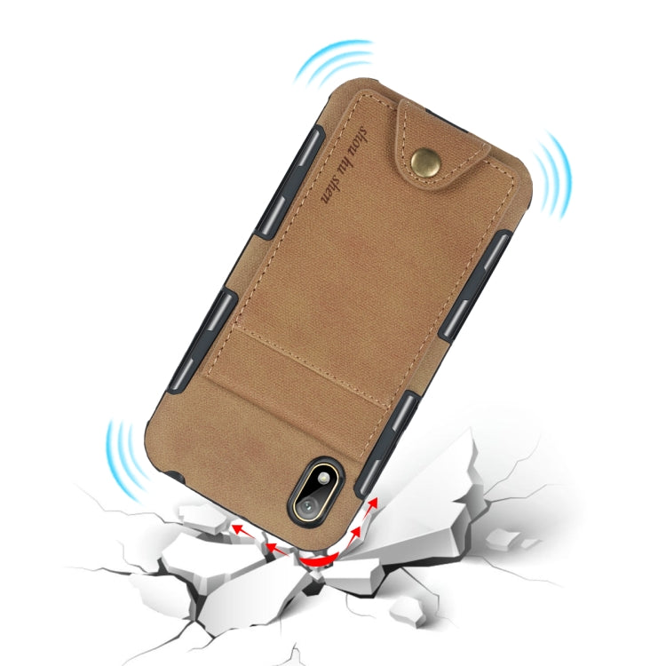 For Huawei Y5 (2019) Cloth Texture + TPU Shockproof Protective Case with Vertical Flip Card Slots