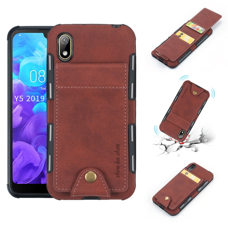 For Huawei Y5 (2019) Cloth Texture + TPU Shockproof Protective Case with Vertical Flip Card Slots