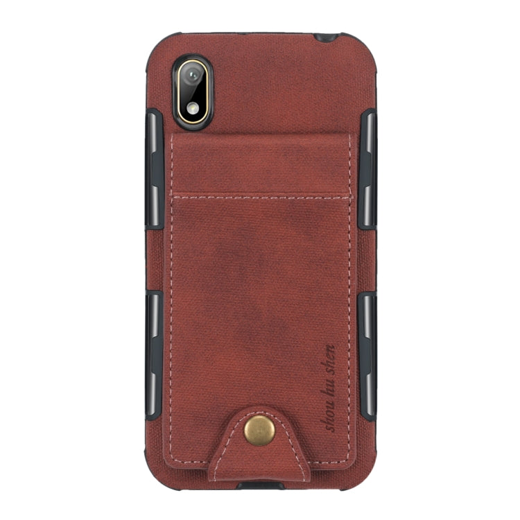 For Huawei Y5 (2019) Cloth Texture + TPU Shockproof Protective Case with Vertical Flip Card Slots