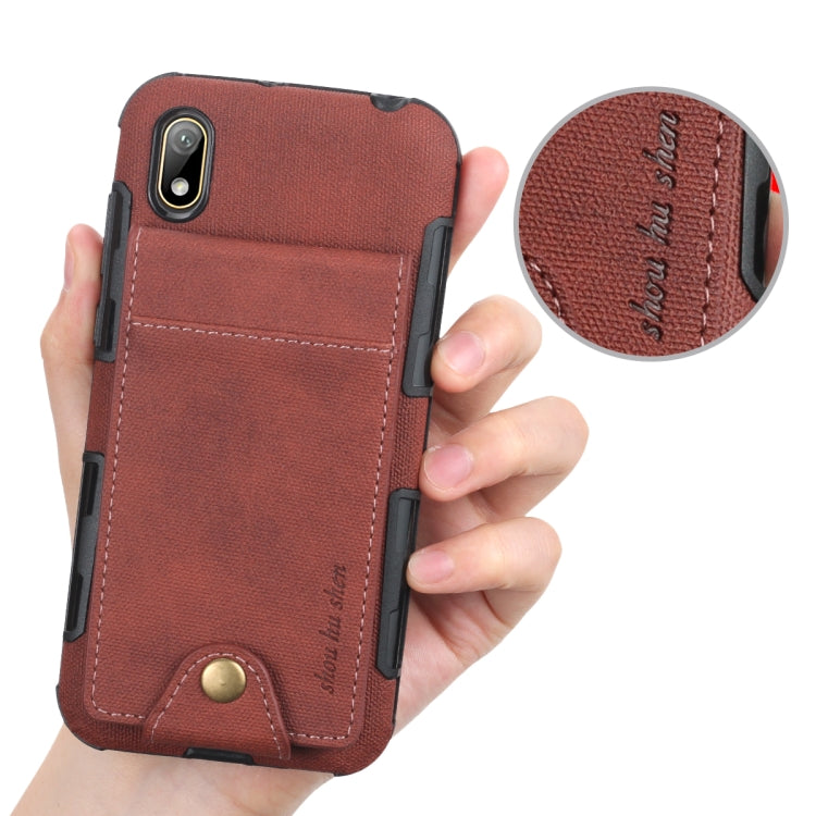 For Huawei Y5 (2019) Cloth Texture + TPU Shockproof Protective Case with Vertical Flip Card Slots